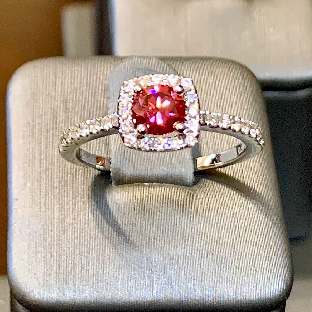 Pink Diamond Engagement ring 14k white gold 1ctw